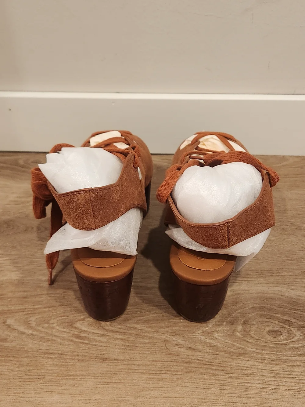 NEW See By Chloe Liana Suede Gladiator Ankle Wrap Platform Wedge Sandals Size 8